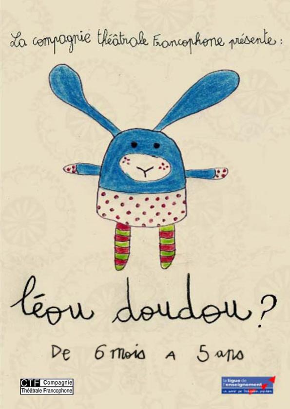 Affiche de la pièce représentant un doudou lapin